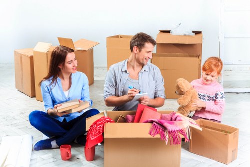Organised boxes and furniture in local storage