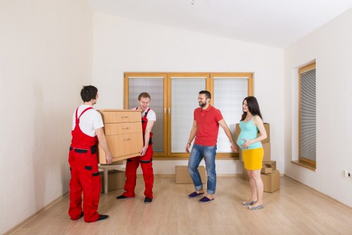 Deptford apartment move with removals van and building entrance