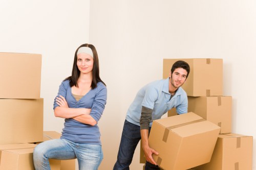 Packed moving boxes ready for a house move in Deptford